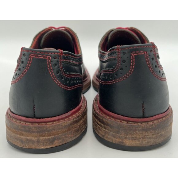 Allen Edmonds Ridgeway Black Red Leather Wingtip Oxford Dress Shoes Mens Size 9D - Picture 4 of 13